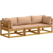 vidaXL Bankstel 3 st Naturel Massief Acacia Hout