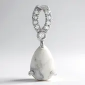 Cavill - Zilveren Hanger Sterling Zilver - Howliet Peervorm Cabochon 3,24 ct - Dames Zilveren Sieraden met Zirkonia - Elegant en Tijdloos