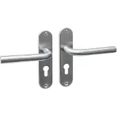 Intersteel Deurkruk Luzern basic op schild ovaal 185x41mm profielcilinder 55mm RVS geborsteld