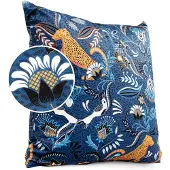 ANRO Jungle Blauw Sierkussen 40x40 cm - Velours - Inclusief vulling