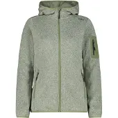 CMP - Women's Jacket Fix Hood Jacquard Knitted 3H19826 - Fleecevest 42, olijfgroen/grijs