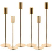 Unyqoos Set van zes elegante metalen kandelaars in drie verschillende hoogtes