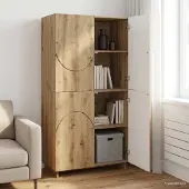 vidaXL Highboard Artisanaal eiken 79 x 41 x 151 cm Bewerkt hout