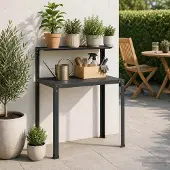 vidaXL Planttafel 80 x 50 x 104 cm Gepoedercoat staal Zwart