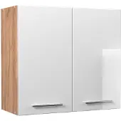 Vicco Hangkast Fame-Line, Wit Hoogglans/Goudkleurig Eiken, 80 cm