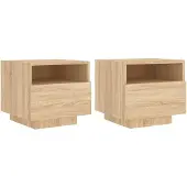 vidaXL Nachtkastjes met LED-verlichting 2 st 40x39x37 cm sonoma eiken