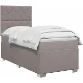 vidaXL Boxspringbed met matras met hoofdeinde Taupe 90 x 190 cm Stof