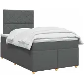 vidaXL Boxspringbed met matras Donkergrijs 120 x 200 cm Stof