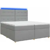 vidaXL Boxspringbed met matras Lichtgrijs 200 x 200 cm Stof