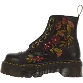 Dr. Martens veterschoenen voor dames, model SINCL.FLORAL, zwart, glad leer, maat 38