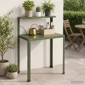 vidaXL Planttafel 60 x 50 x 104 cm Gepoedercoat staal Olijfgroen