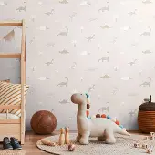 Living Walls DINO BEHANG | Kinderkamer - Grijs Wit Bruin - Kids Studio