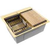REA Stalen Spoelbak Met Accessoireset 3-delig Leo 50 Brush Gold Beige accessoires