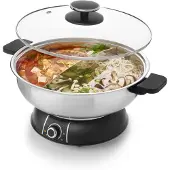Fritel Hot Pot Fonduepan – HP 2970 – Elektrische Fondue met Gescheiden Kom – Voor Vis, Vlees, Soep & Dessert – 1600W – Inox/Zwart