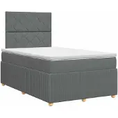 vidaXL Boxspringbed met matras Donkergrijs 120 x 190 cm Stof