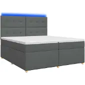 vidaXL Boxspringbed met matras Donkergrijs 200 x 200 cm Stof