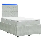 vidaXL LED Boxspringbed met Matras Lichtgrijs 120 x 190 cm Fluweel