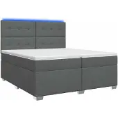 vidaXL Boxspringbed met matras, donkergrijs, 200 x 200 cm, gestoffeerd