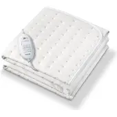 Beurer Elektrische deken Compact - Elektrische onderdeken 1 persoons 130x75cm - Snelle opwarming - Automatische uitschakeling - Ademend fleece - Wit