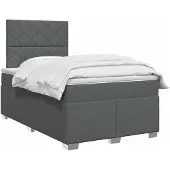 vidaXL Boxspringbed met matras, donkergrijs, 120 x 200 cm, met stoffen bekleding
