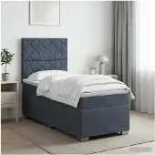 vidaXL Boxspringbed met matras Donkergrijs 100 x 200 cm Fluweel