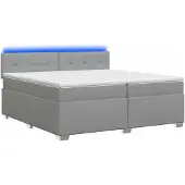 vidaXL Boxspringbed met matras en LED-verlichting, lichtgrijs, 200 x 200 cm, stof
