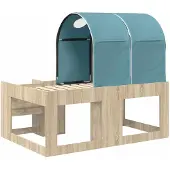 vidaXL Bed met Tunnel 3 st Sonoma Eiken en Lichtblauw Bewerkt hout