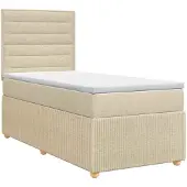 vidaXL Boxspringbed met matras Crèmekleurig 100 x 200 cm Stof