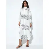 MSN Collection Tekstprint Maxi Shirtjurk