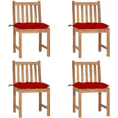 vidaXL Tuinstoelen 4 st met kussens massief teakhout