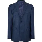 Ted Baker Herenpakjasje met geruite stof en V-hals (Donkerblauw)