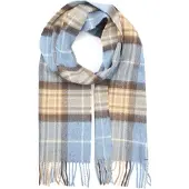 Suitable Sjaal Ruit Merino Wol Beige Blauw -