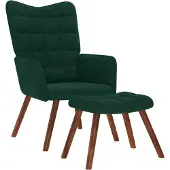vidaXL Relaxstoel met kruk donkergroen fluweel