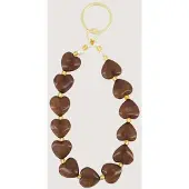 Zusss Keychain With Hearts And Pearls Resin / Metaal Hazelnut