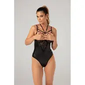 Christine le Duc - Crotch-/Cupless Wetlook Body Gemma - Zwart - S
