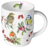 Ambiente Mok Birds In Winter 200ml Wit wit Porselein Beker