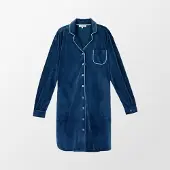 Woody Dames Slaapkleed Donkerblauw Velours - maat M
