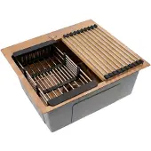 REA Stalen Spoelbak Met Accessoireset 3-delig Leo 50 Brush Copper Grijze accessoires