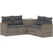 vidaXL Bankstel 5 st Grijs en Donkergrijs Poly Rattan en Staal