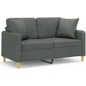 vidaXL Tweezitsbank met sierkussens 120 cm stof donkergrijs