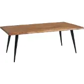 Wohnling Koffietafel Massief Sheesham-Hout en Metaal 110x60x40 cm Salontafel Bruin | Vierkante Tafel Woonkamer Moderne met Boomrand | Lage Bijzettafel Woonkamertafel - WL6.543