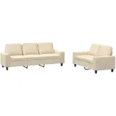 vidaXL 2-delige Loungeset stof crèmekleurig