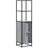 vidaXL Hoge kast, grijs Sonoma, 35,5 x 35 x 139 cm, van houtvezel en metaal