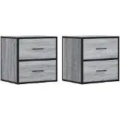 vidaXL Nachtkastjes 2st wandgemonteerd 40x31x39,5cm grijs sonoma eiken