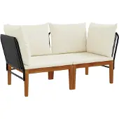 vidaXL 2 st Massief acaciahout & touw Naturel