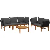 vidaXL 6 st Massief acaciahout & touw Naturel