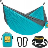 Ce Draagbare Camping Hamak Blauw - Lichtgewicht & Snel Op te Zetten