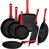 Zwieger Obsidian Pannenset: 7 Delen Non-Stick, Inclusief Grill & Wok
