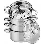 Zilner Stoompan 24cm - Gezond Koken met 3 Stoominzetstukken