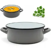 Tragar Geglazuurde Steelpan 22cm Grijs - 3L Traditionele Kookpan